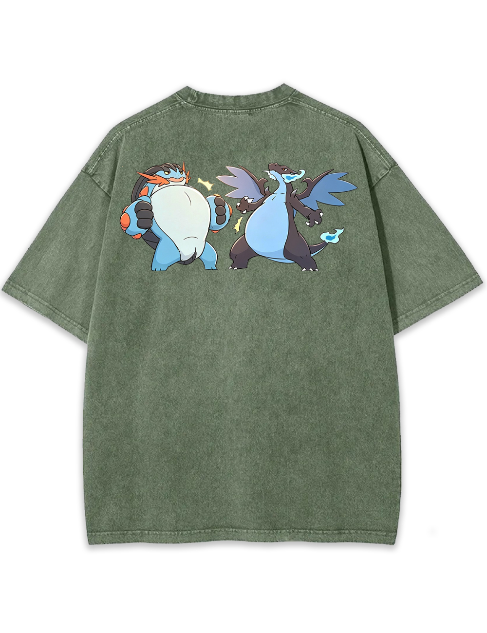 Parent & Kid Mudkip & Charmander Happy Buddy Vintage Washed T-Shirt