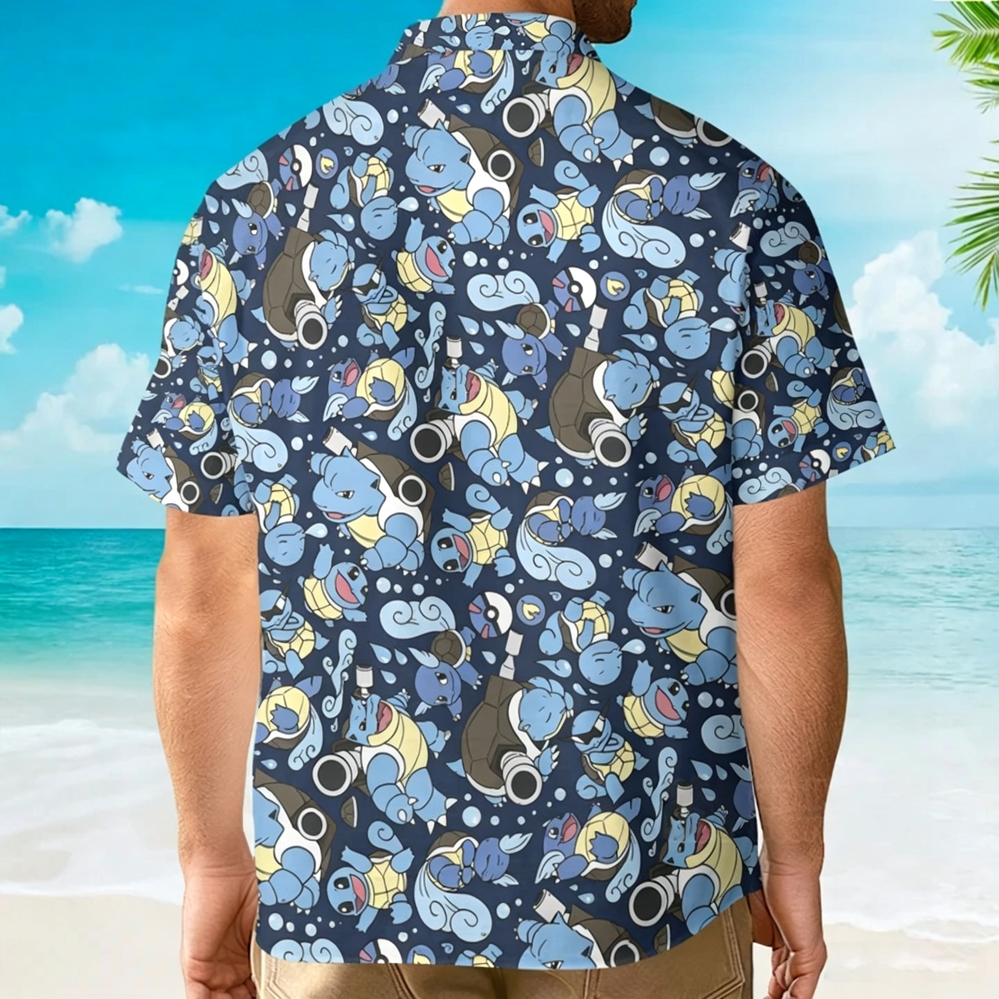 Blastoise Wartortle Squirtle Pokemon Pattern Hawaiian Shirt
