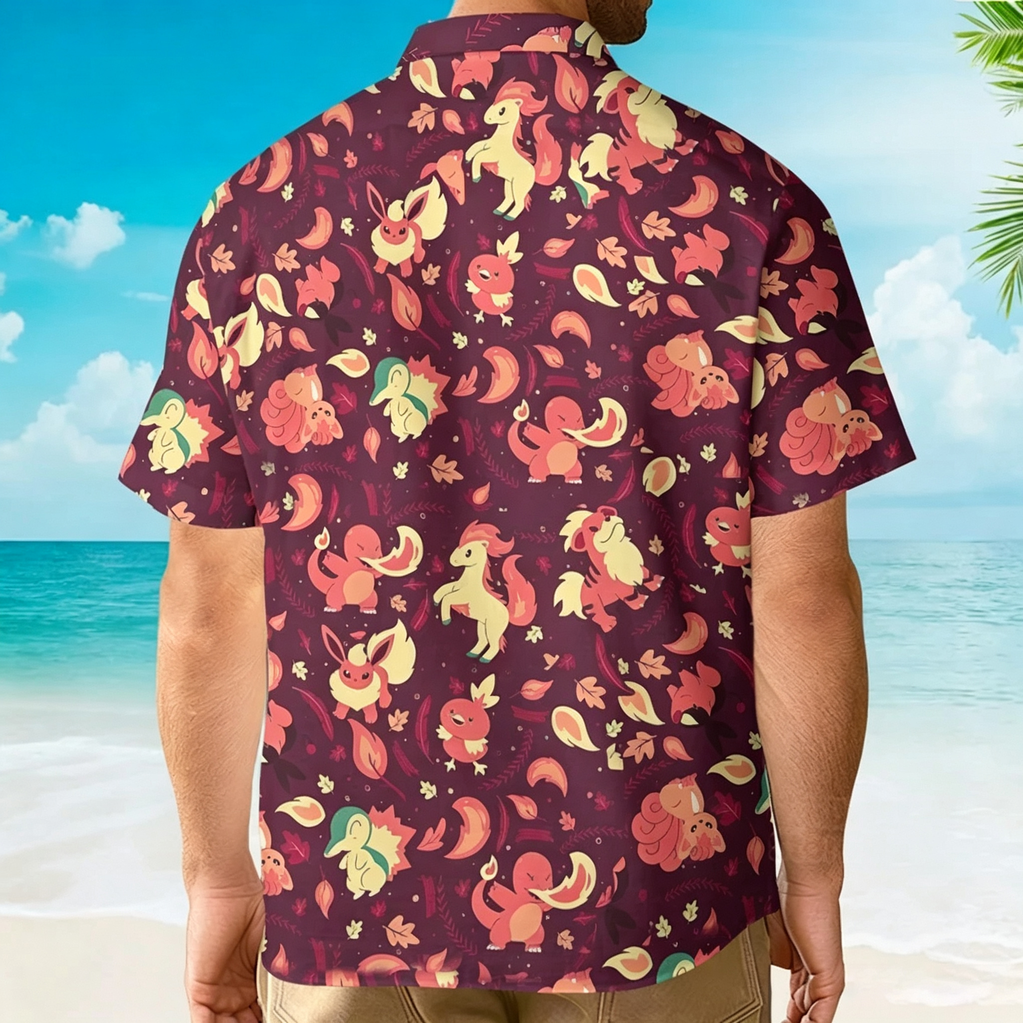 Fire Pokemon Pattern Hawaiian Shirt