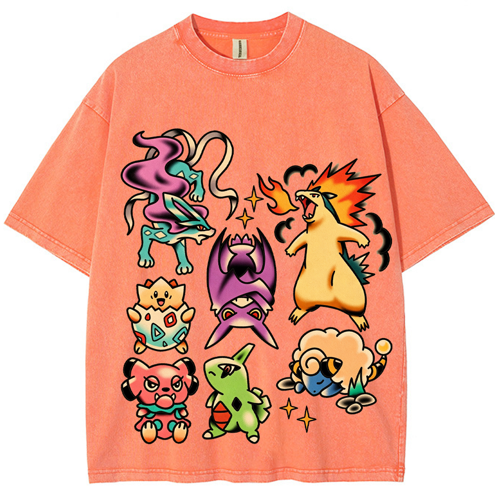 Traditional Tattoo Flash Sheet Pokemon Cartoon Tee | Pokemon Anime
