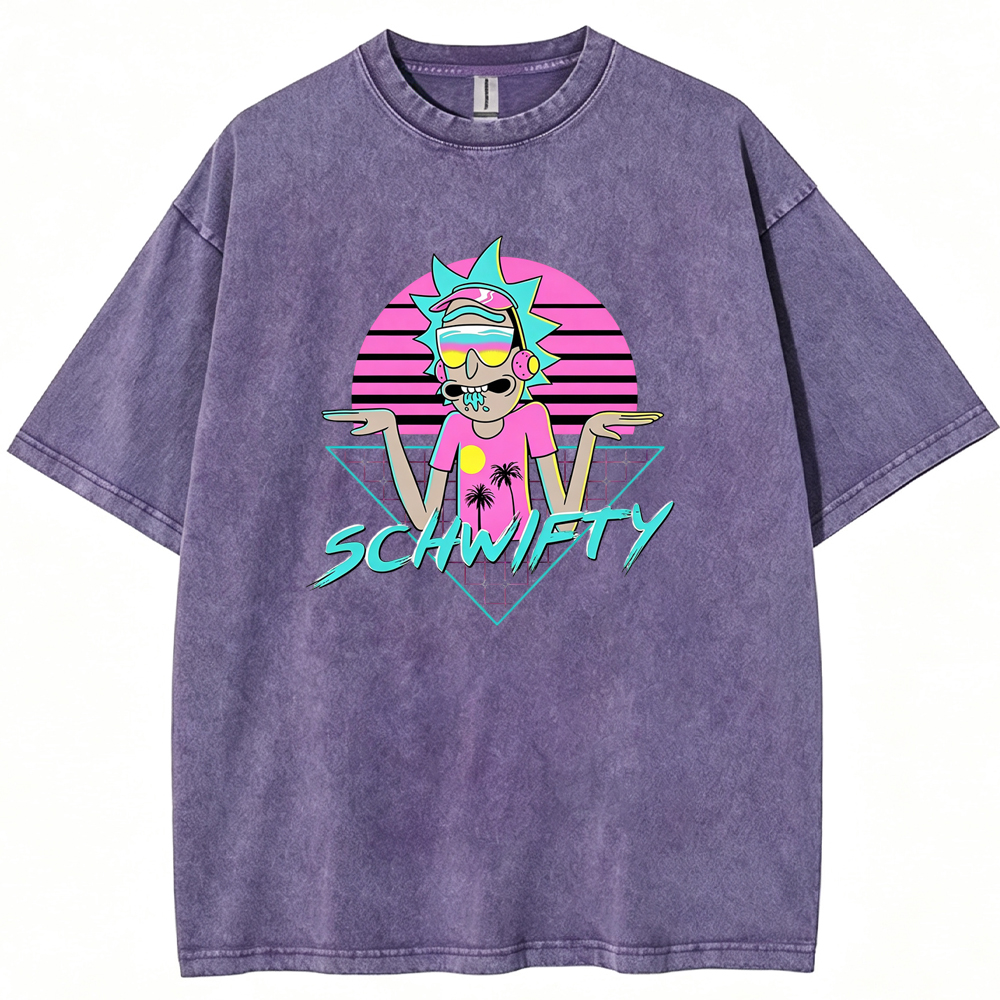 Vaporwave Party Rick Retro Synthwave Sunset Cartoon Tee