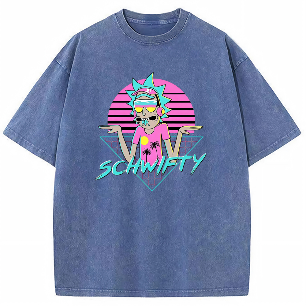 Vaporwave Party Rick Retro Synthwave Sunset Cartoon Tee
