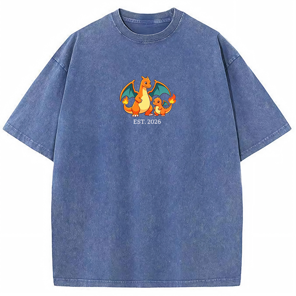 Cute Parent & Kid Charizard Vintage Washed T-Shirt