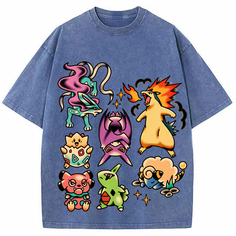 Traditional Tattoo Flash Sheet Pokemon Cartoon Tee | Pokemon Anime