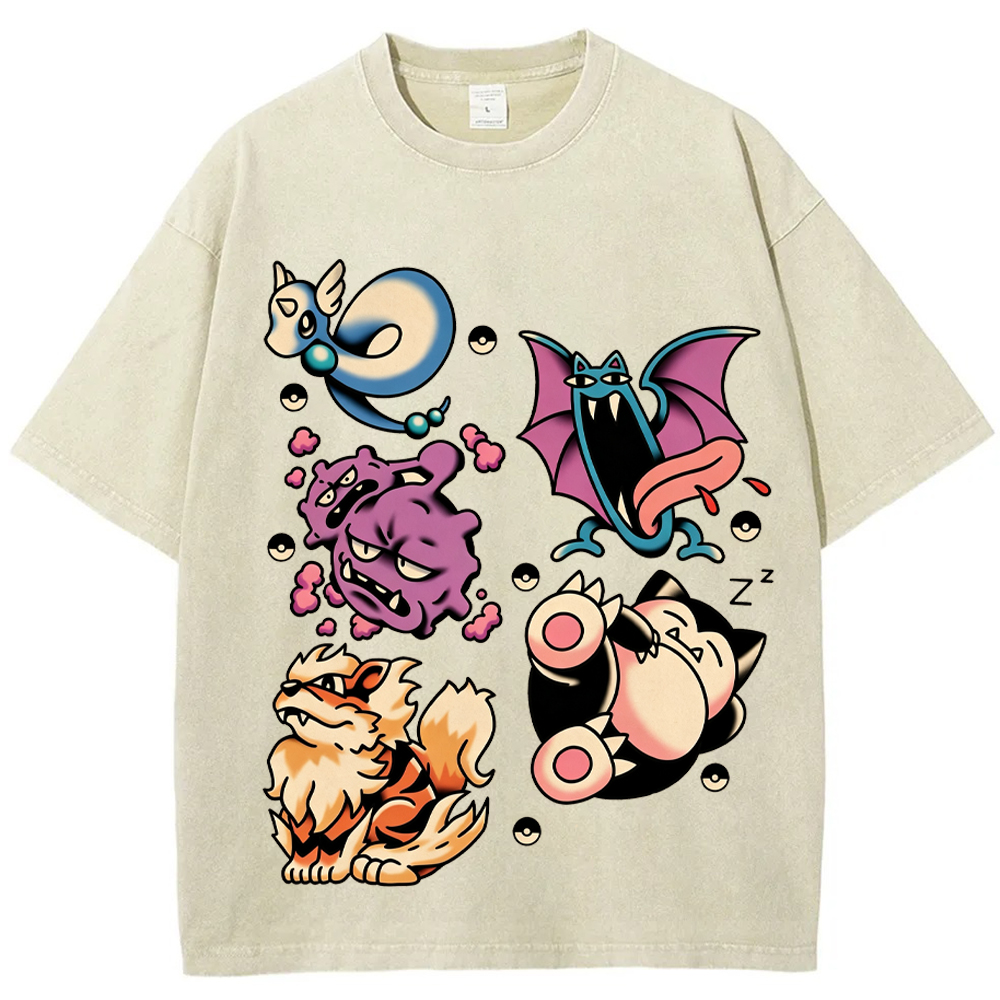 Old School Tattoo Pokemon Cartoon Tee | Pokemon Anime
