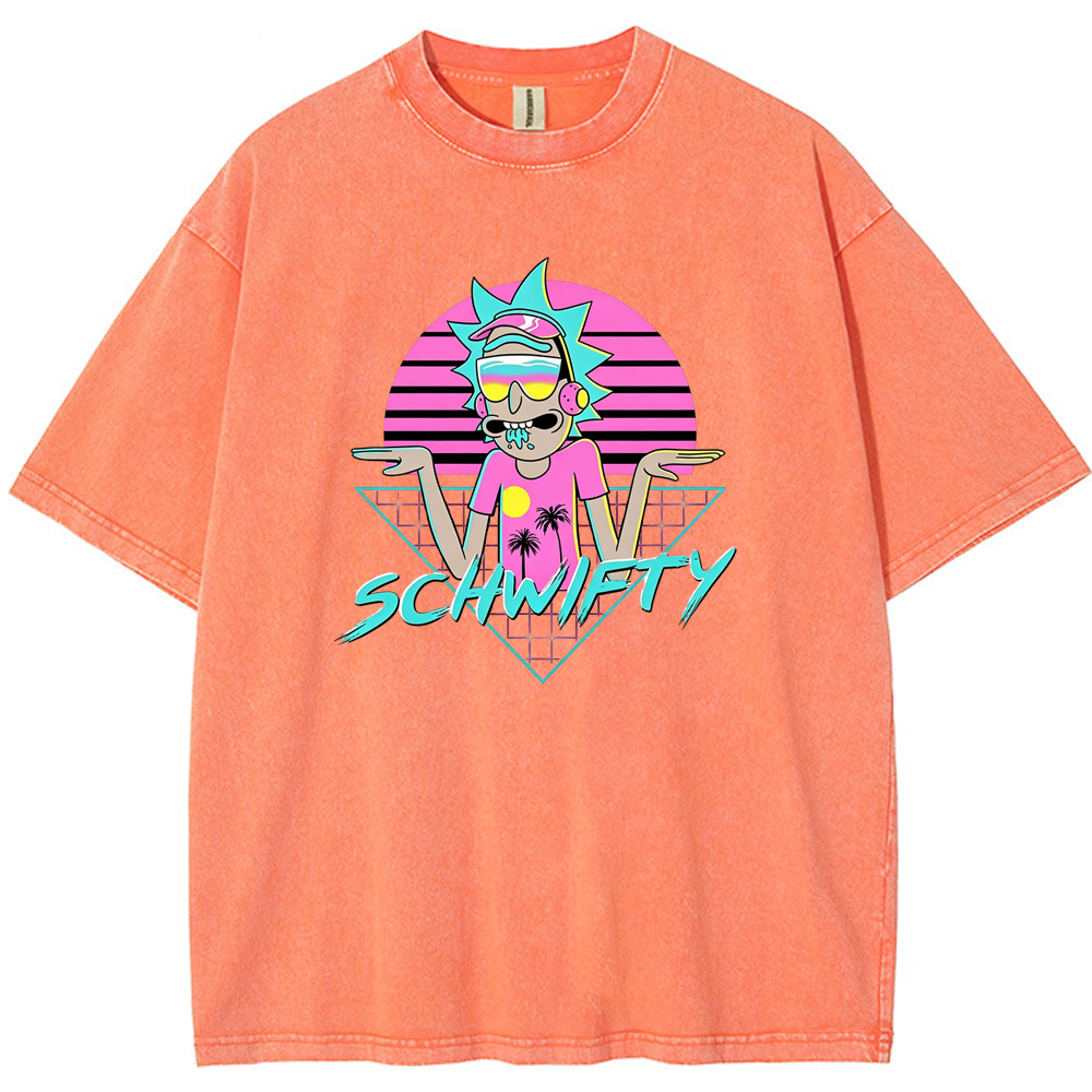 Vaporwave Party Rick Retro Synthwave Sunset Cartoon Tee