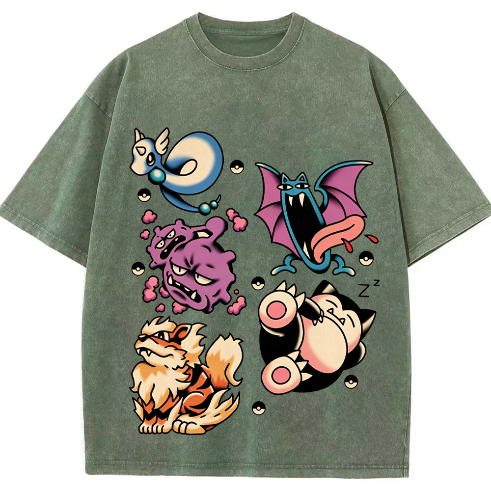 Old School Tattoo Pokemon Cartoon Tee | Pokemon Anime