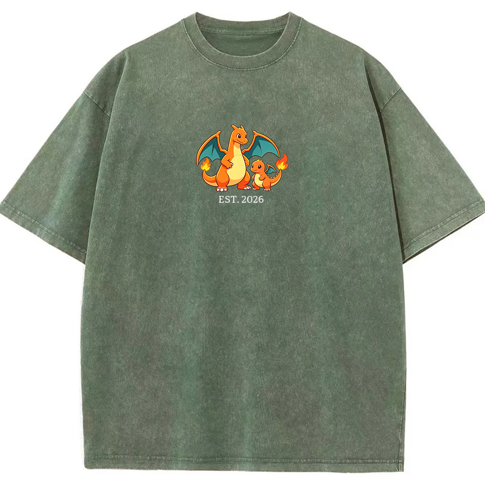 Cute Parent & Kid Charizard Vintage Washed T-Shirt