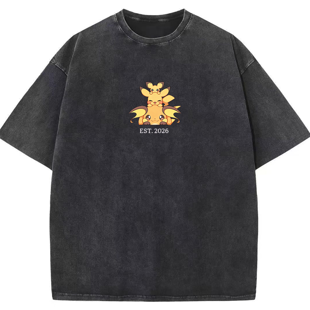 Cute Parent & Kid Pikachu Vintage Washed T-Shirt