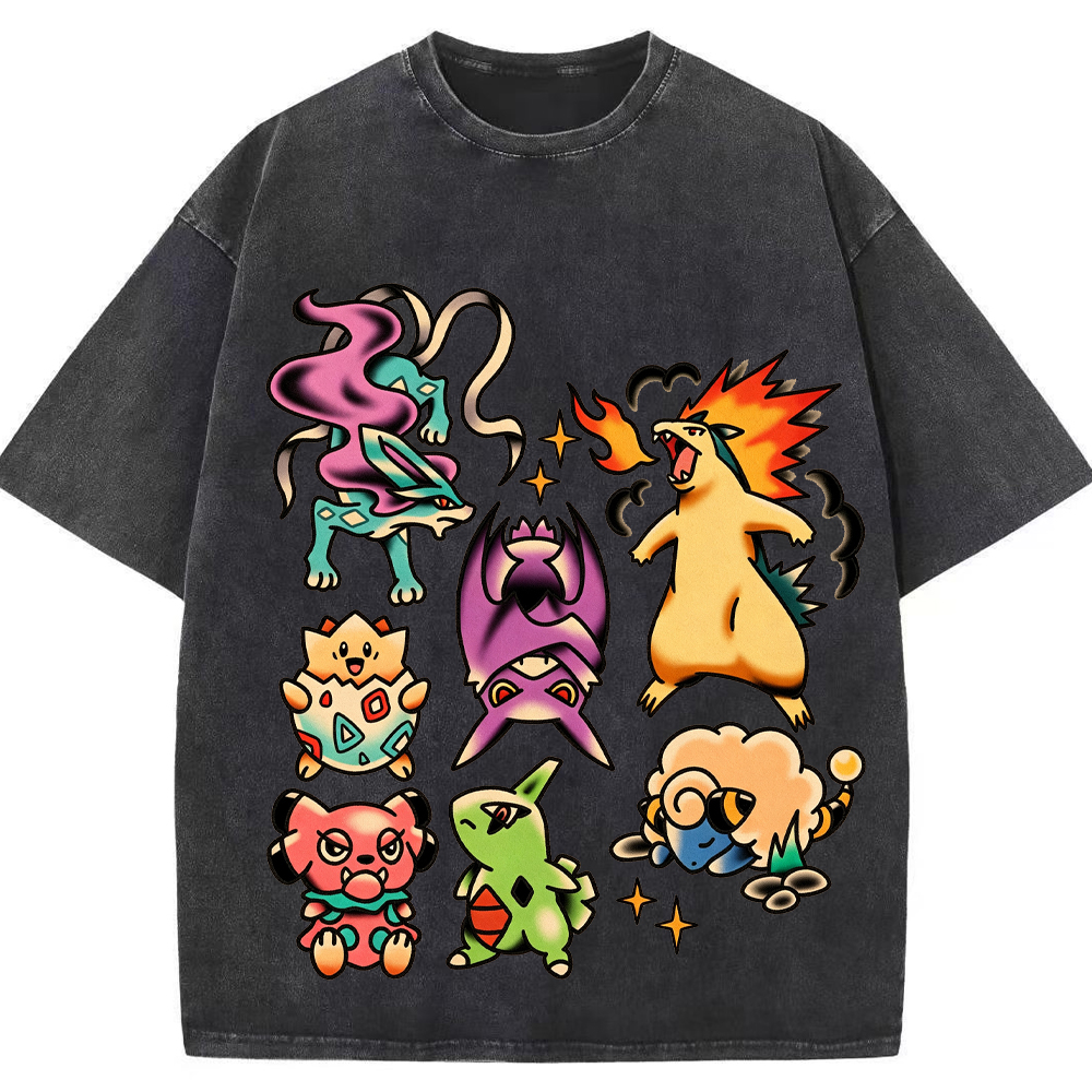 Traditional Tattoo Flash Sheet Pokemon Cartoon Tee | Pokemon Anime
