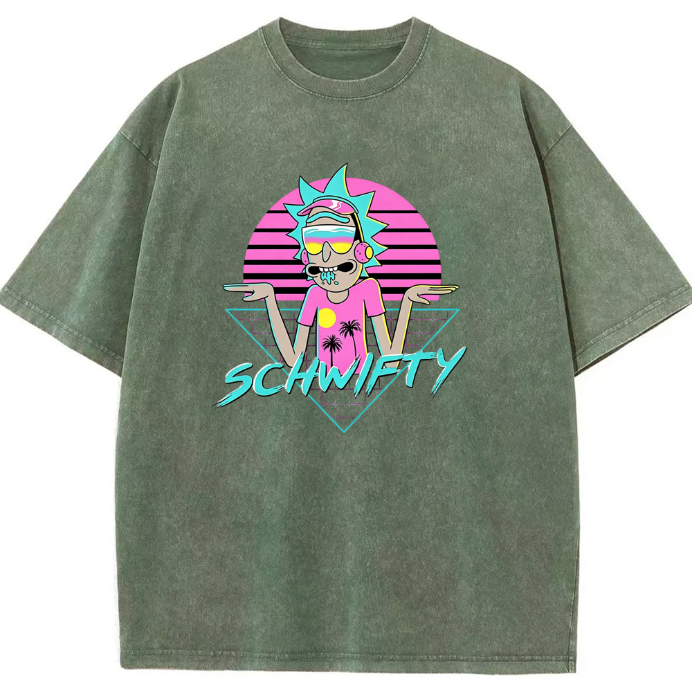 Vaporwave Party Rick Retro Synthwave Sunset Cartoon Tee
