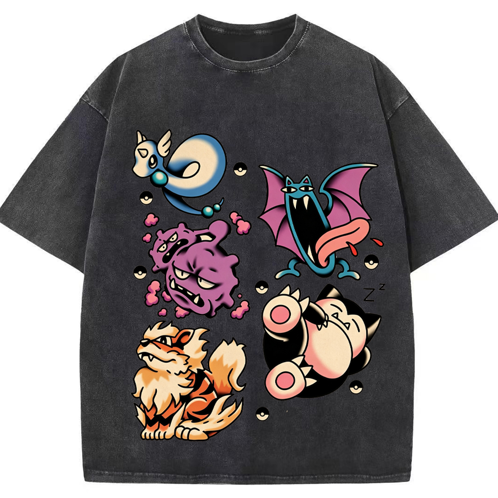 Old School Tattoo Pokemon Cartoon Tee | Pokemon Anime
