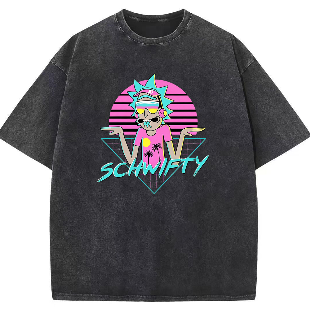 Vaporwave Party Rick Retro Synthwave Sunset Cartoon Tee