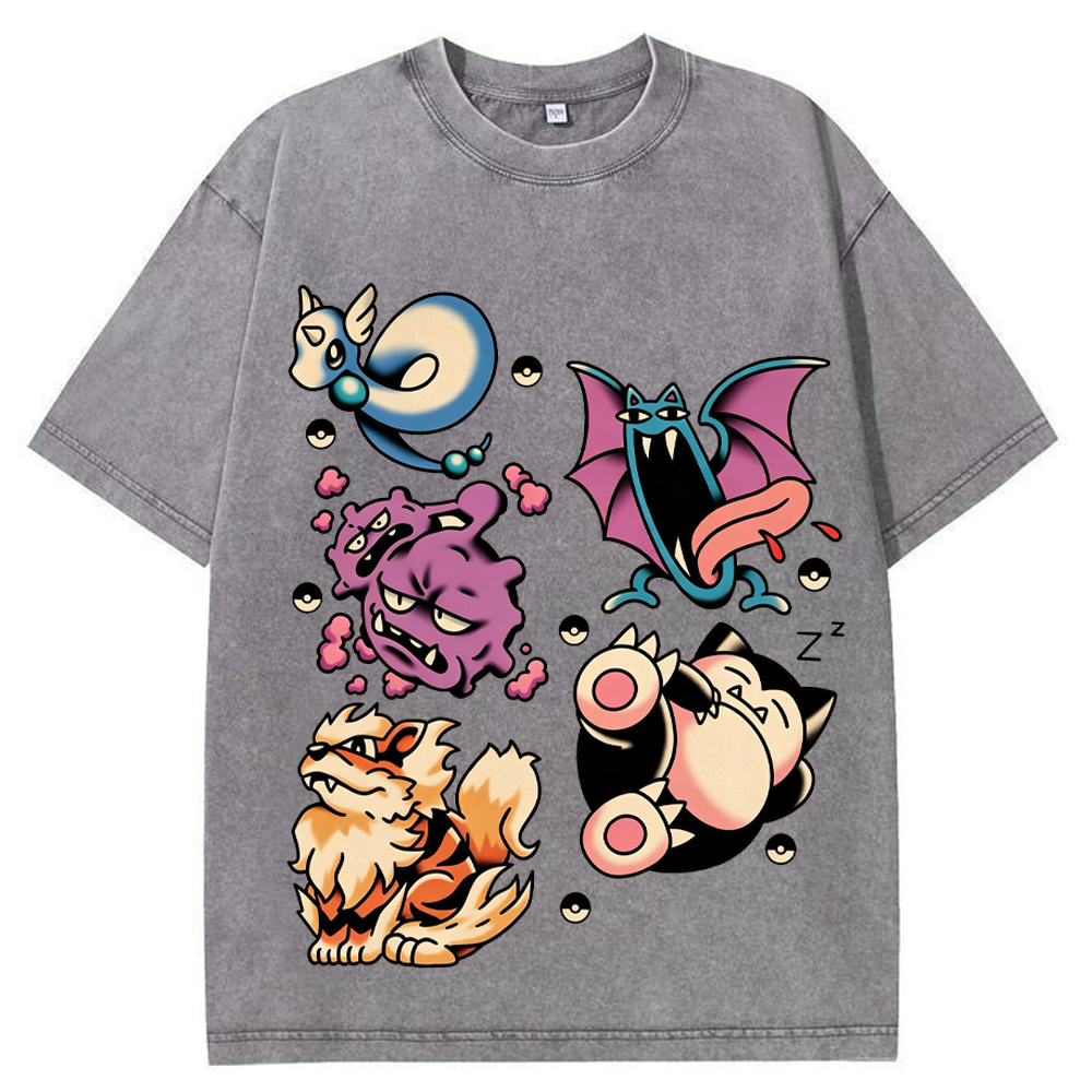 Old School Tattoo Pokemon Cartoon Tee | Pokemon Anime