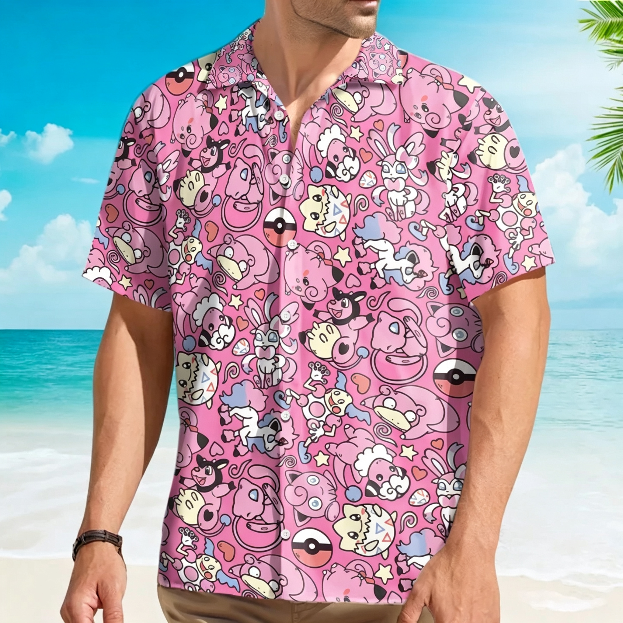 Fairy Pokemon Pattern Hawaiian Shirt