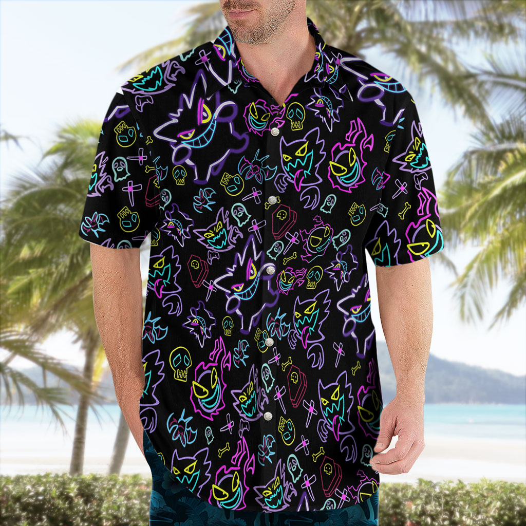 Unique Anime Gengar Pokemon Pattern Hawaiian Shirt