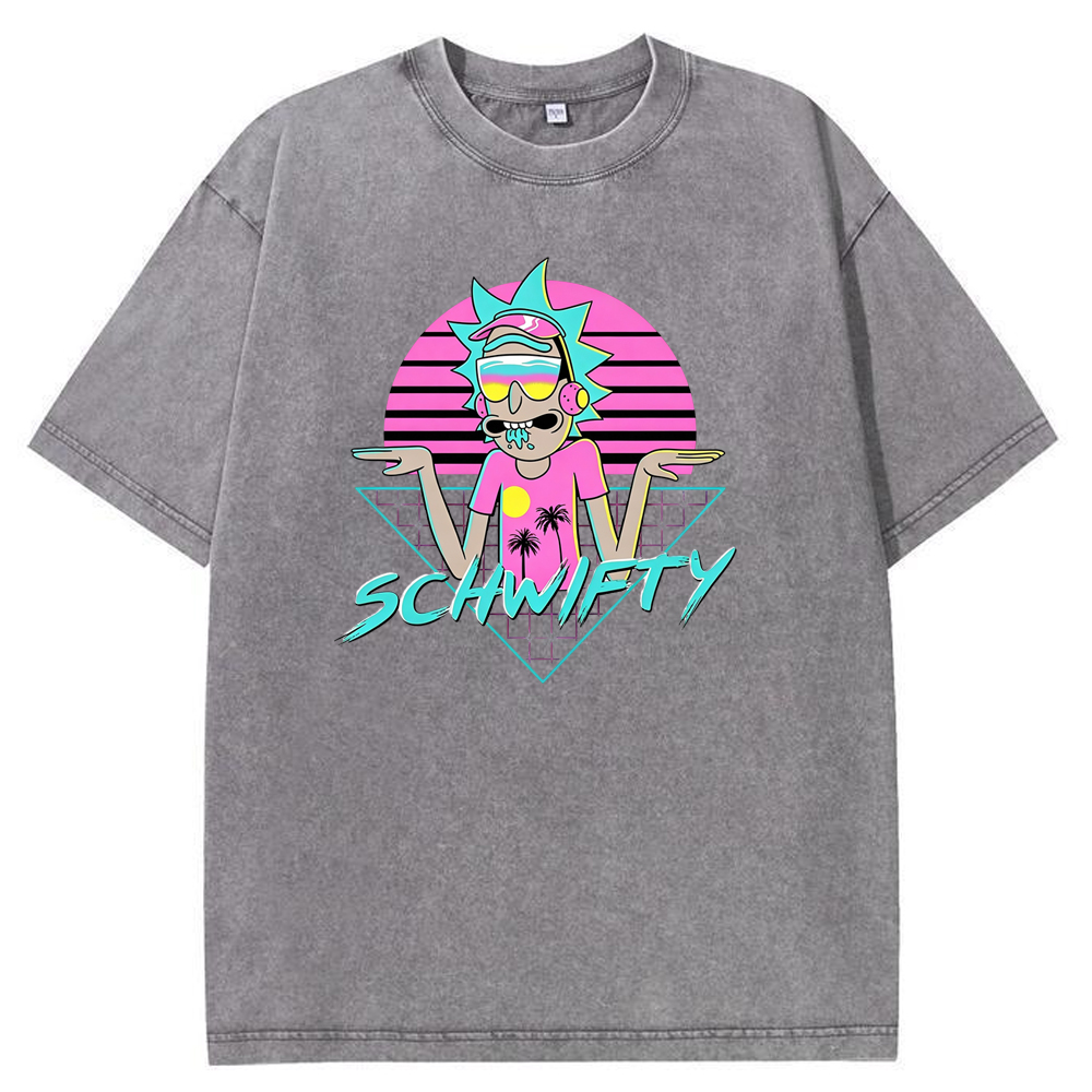 Vaporwave Party Rick Retro Synthwave Sunset Cartoon Tee