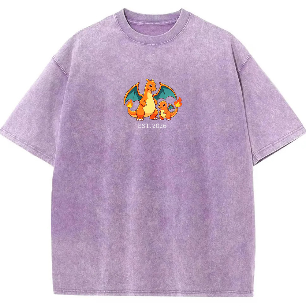 Cute Parent & Kid Charizard Vintage Washed T-Shirt