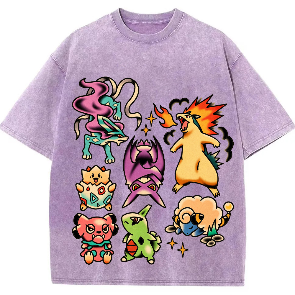 Traditional Tattoo Flash Sheet Pokemon Cartoon Tee | Pokemon Anime