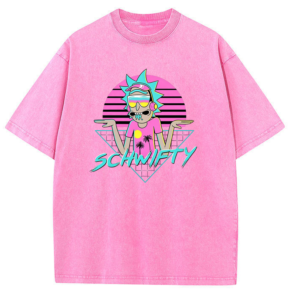 Vaporwave Party Rick Retro Synthwave Sunset Cartoon Tee