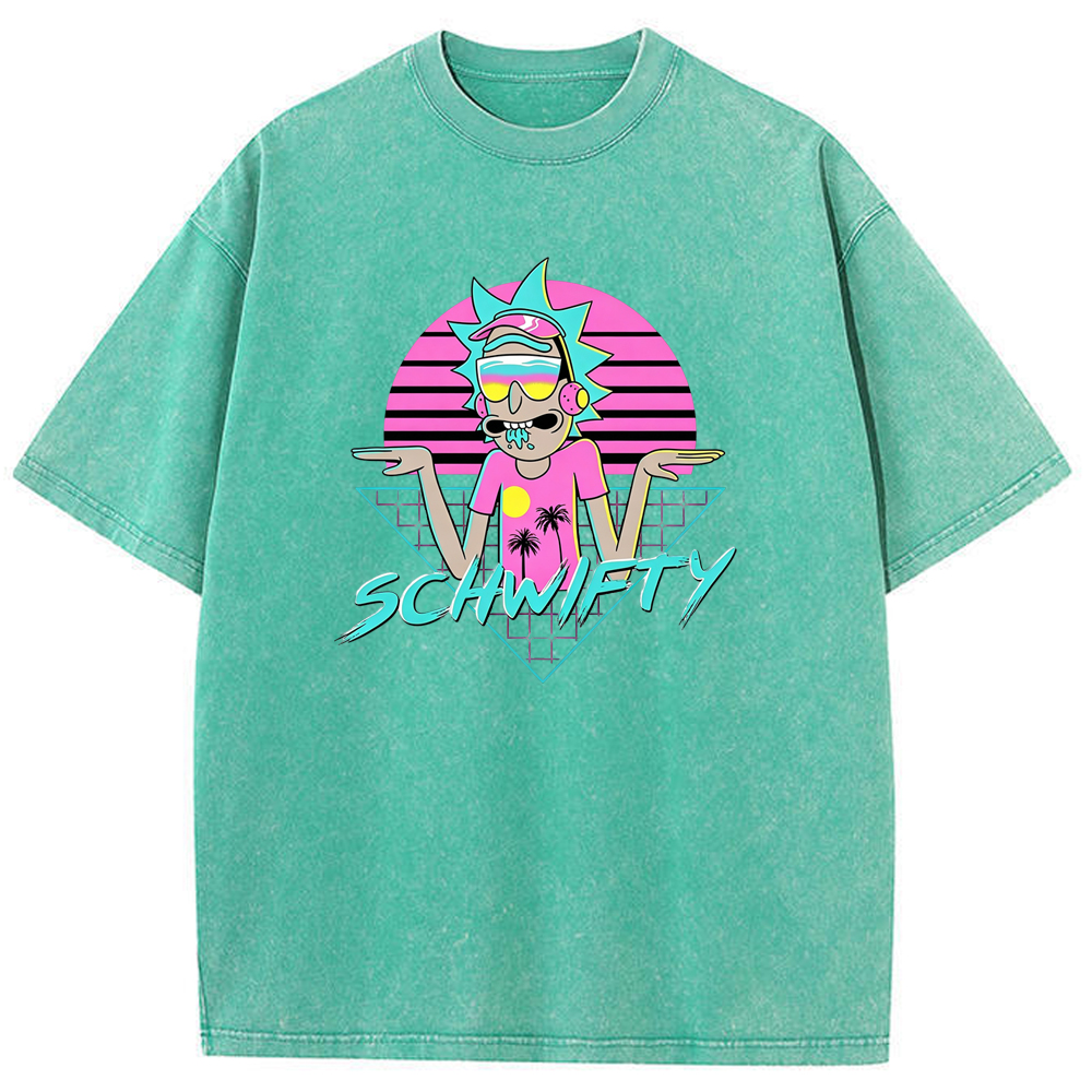 Vaporwave Party Rick Retro Synthwave Sunset Cartoon Tee