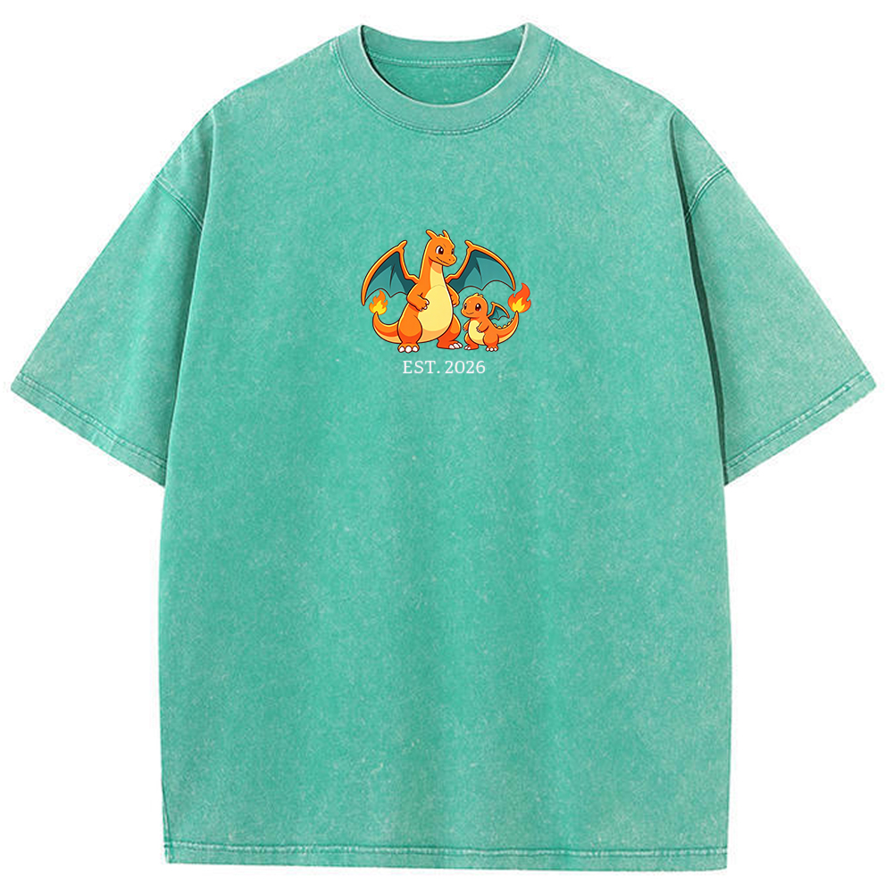 Cute Parent & Kid Charizard Vintage Washed T-Shirt