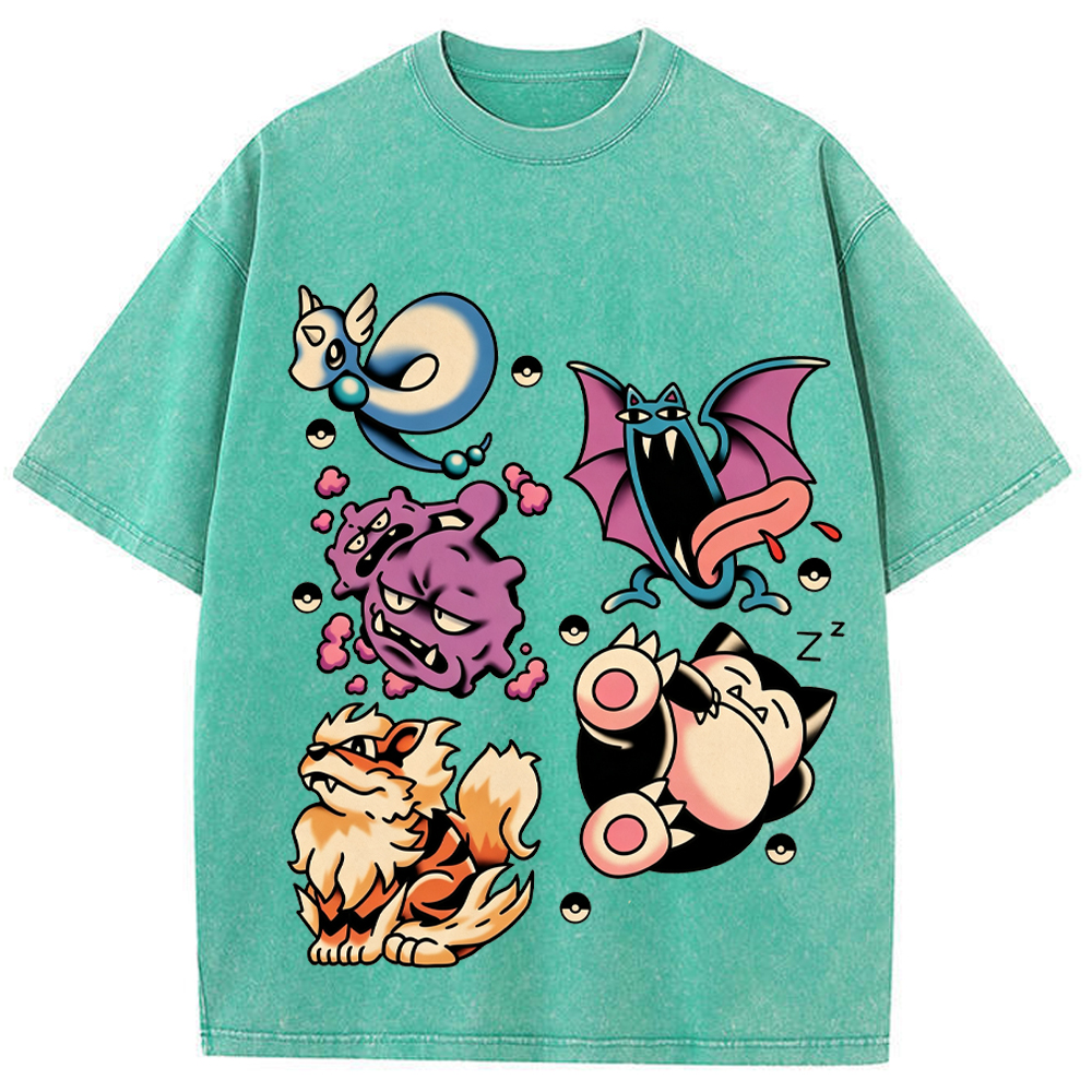 Old School Tattoo Pokemon Cartoon Tee | Pokemon Anime