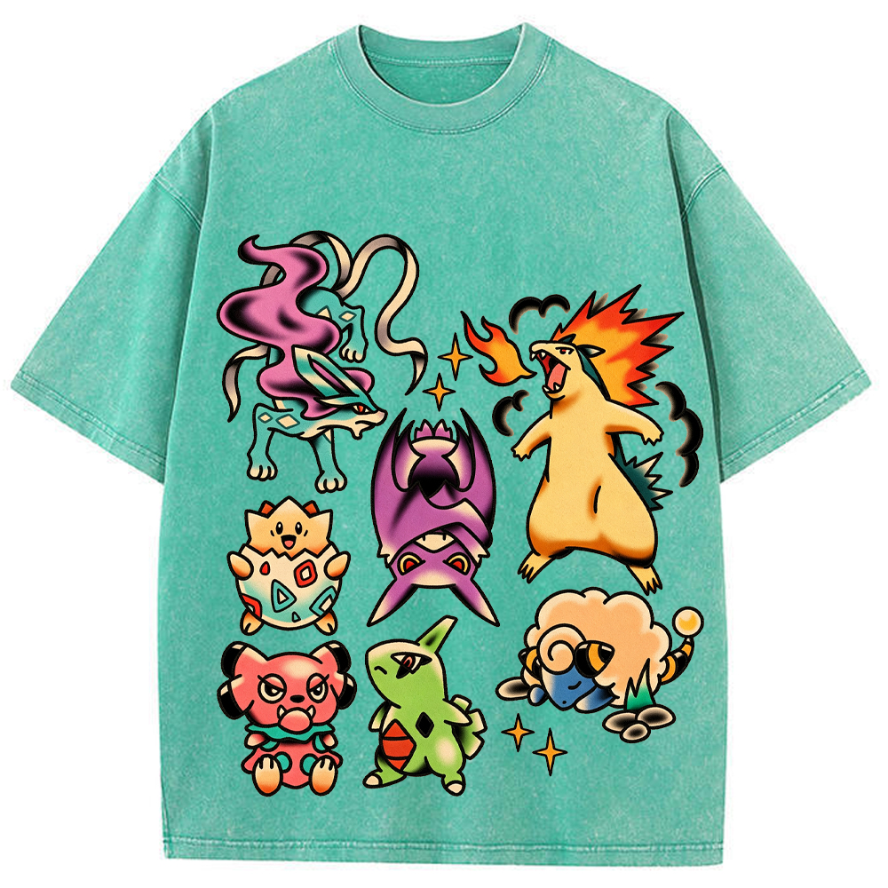 Traditional Tattoo Flash Sheet Pokemon Cartoon Tee | Pokemon Anime