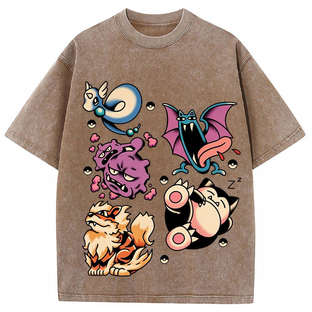 Old School Tattoo Pokemon Cartoon Tee | Pokemon Anime
