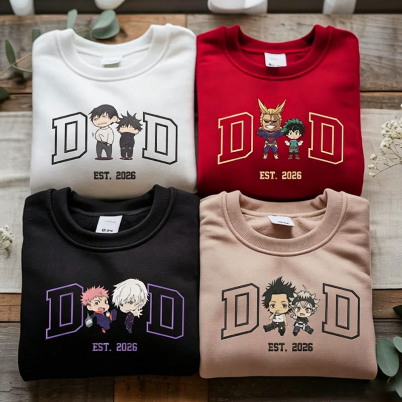 Personalized Dad Anime Embroidered Sweatshirt
