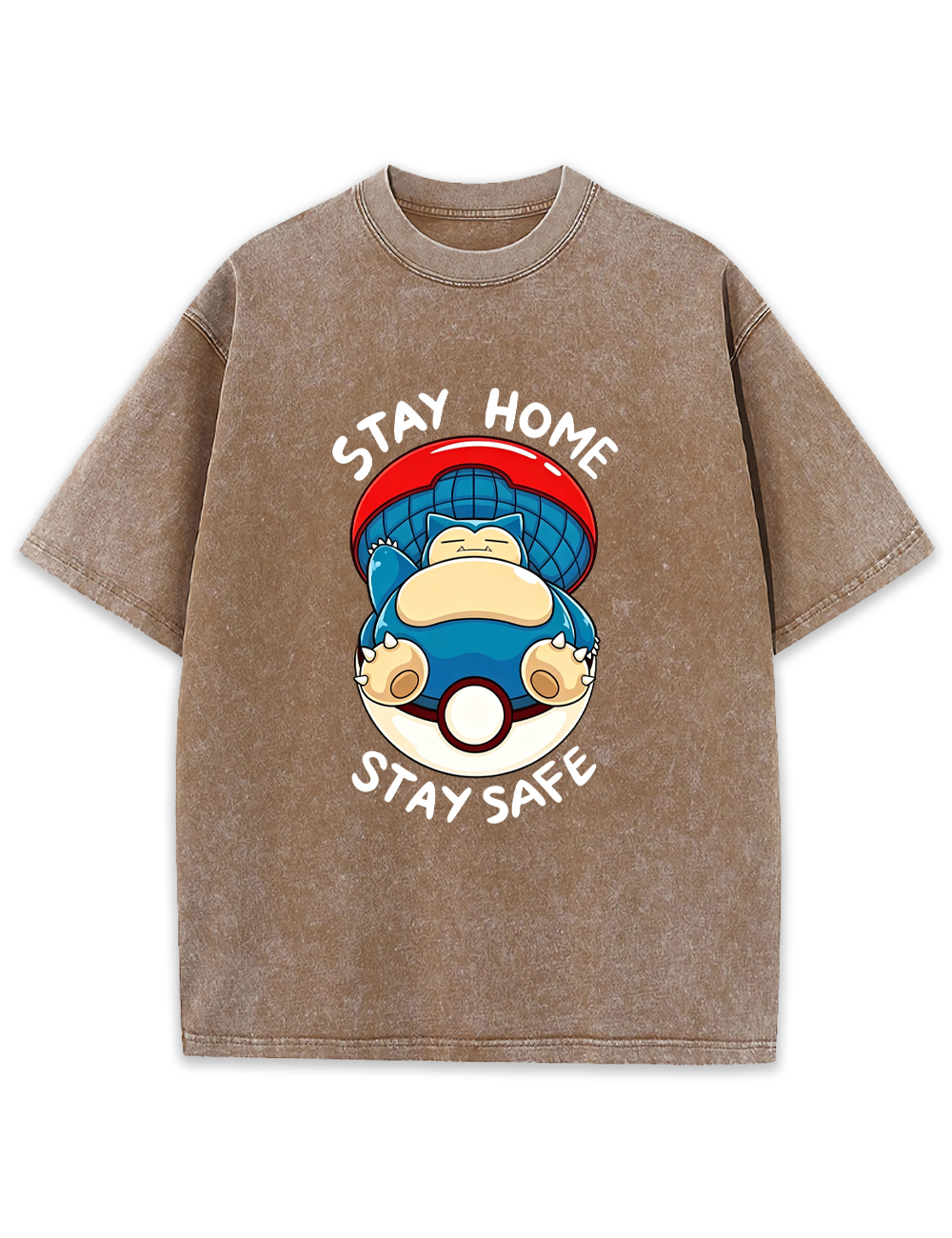 Snorlax Pokeball Stay Home Cartoon Tee | Pokemon Anime