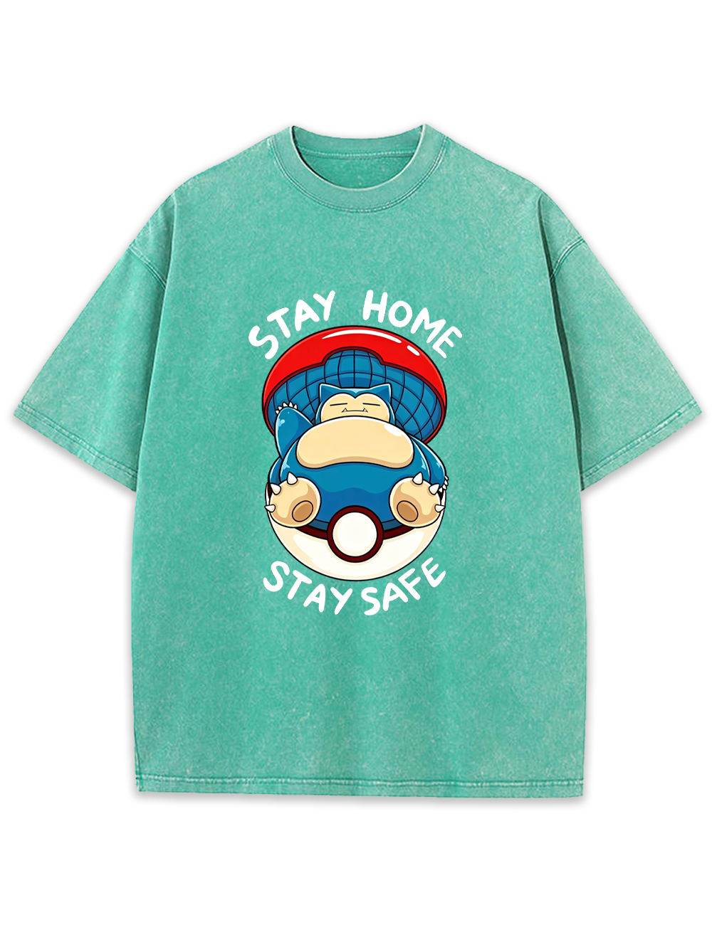 Snorlax Pokeball Stay Home Cartoon Tee | Pokemon Anime