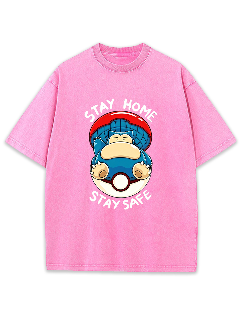 Snorlax Pokeball Stay Home Cartoon Tee | Pokemon Anime