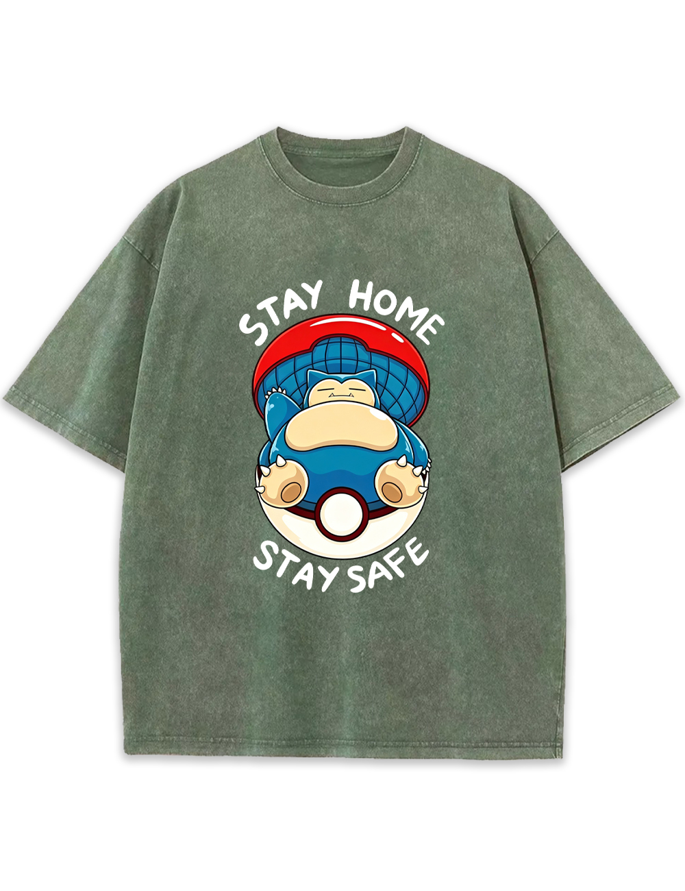 Snorlax Pokeball Stay Home Cartoon Tee | Pokemon Anime