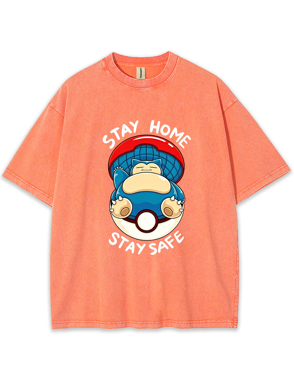 Snorlax Pokeball Stay Home Cartoon Tee | Pokemon Anime