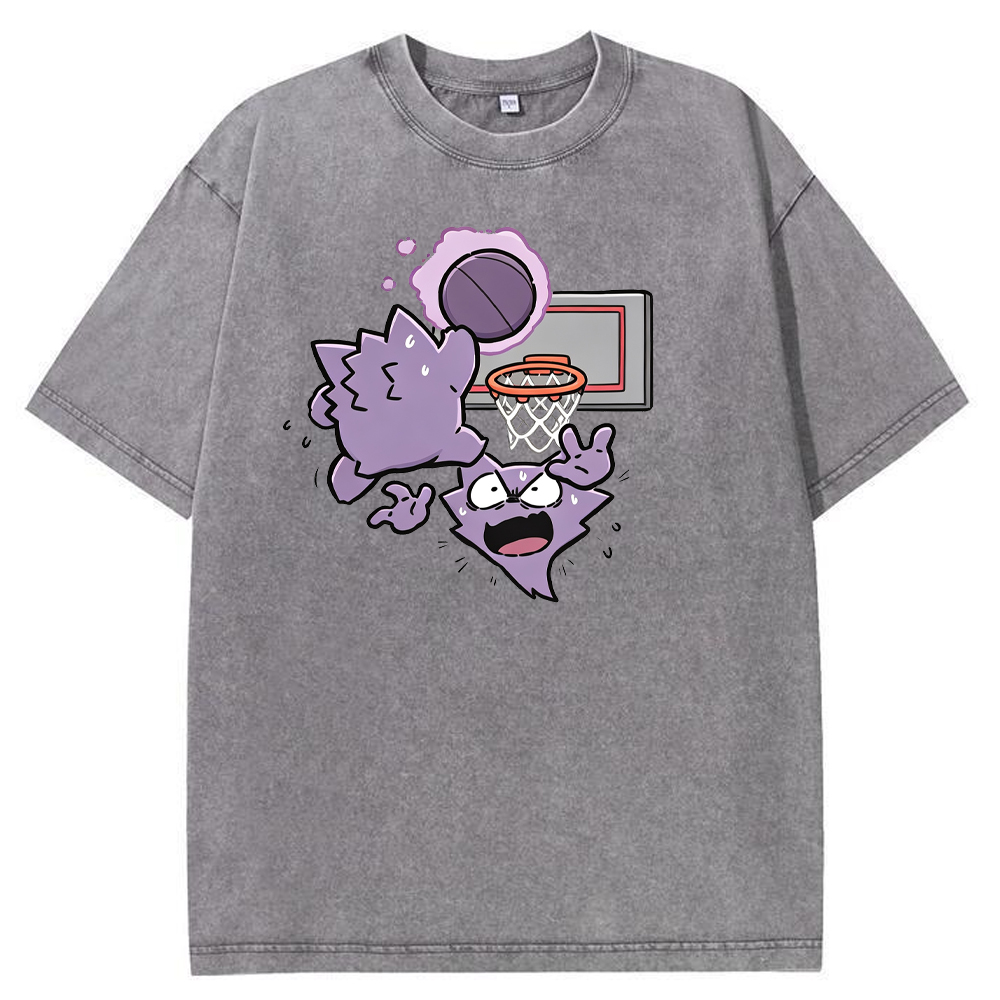 Gengar Evolution Line Playing Basketball Cartoon Tee | Pokemon Anime