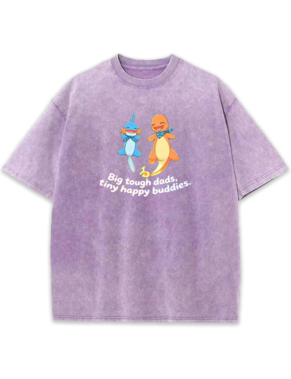 Parent & Kid Mudkip & Charmander Happy Buddy Vintage Washed T-Shirt