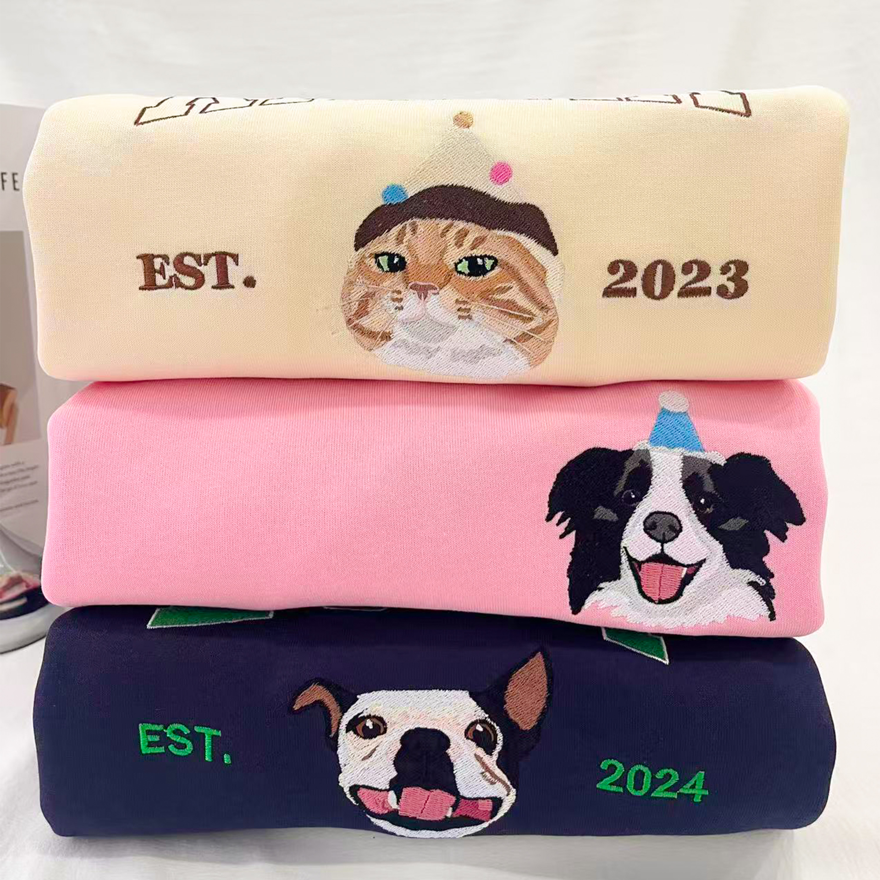 Custom Dog Face Embroidered Sweatshirt-Gift For Custom