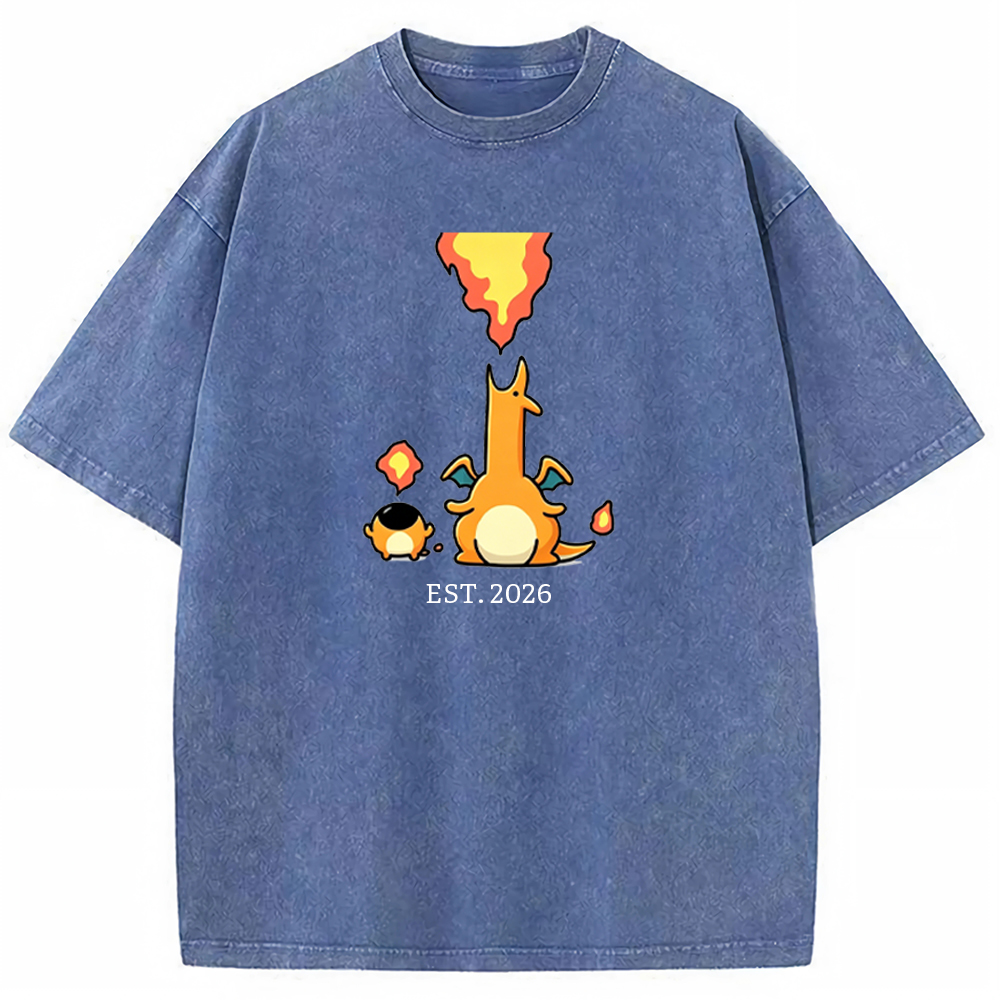 Cute Parent & Kid Charizard Vintage Washed T-Shirt