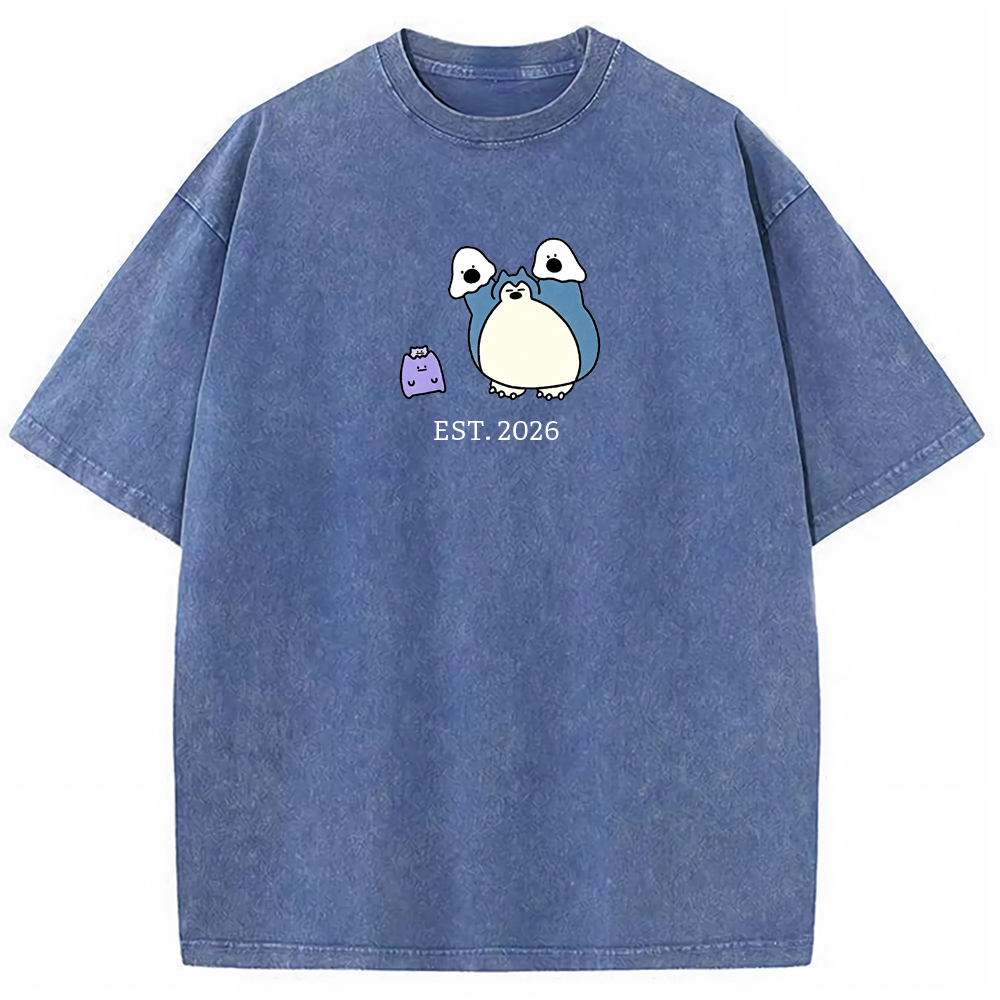 Cute Parent & Kid Snorlax Vintage Washed T-Shirt