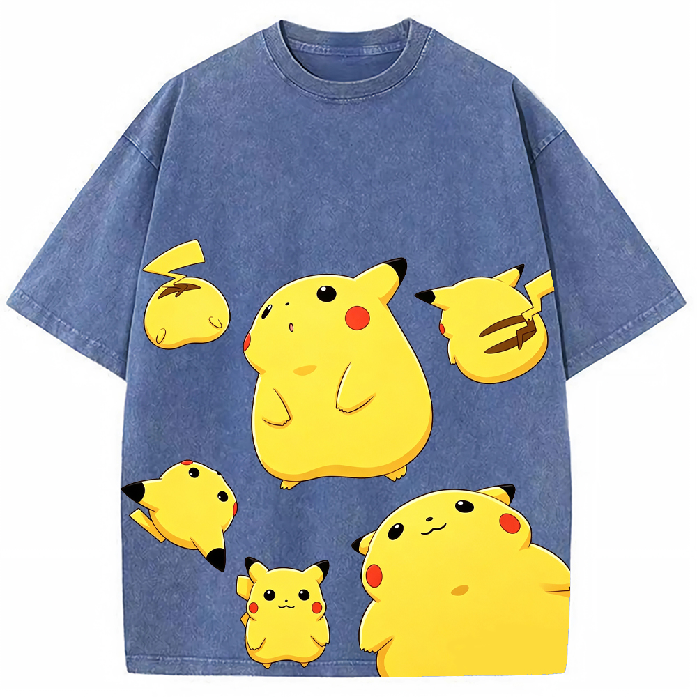 Multiple Pose Casual Pikachu Cartoon Tee | Pokemon Anime