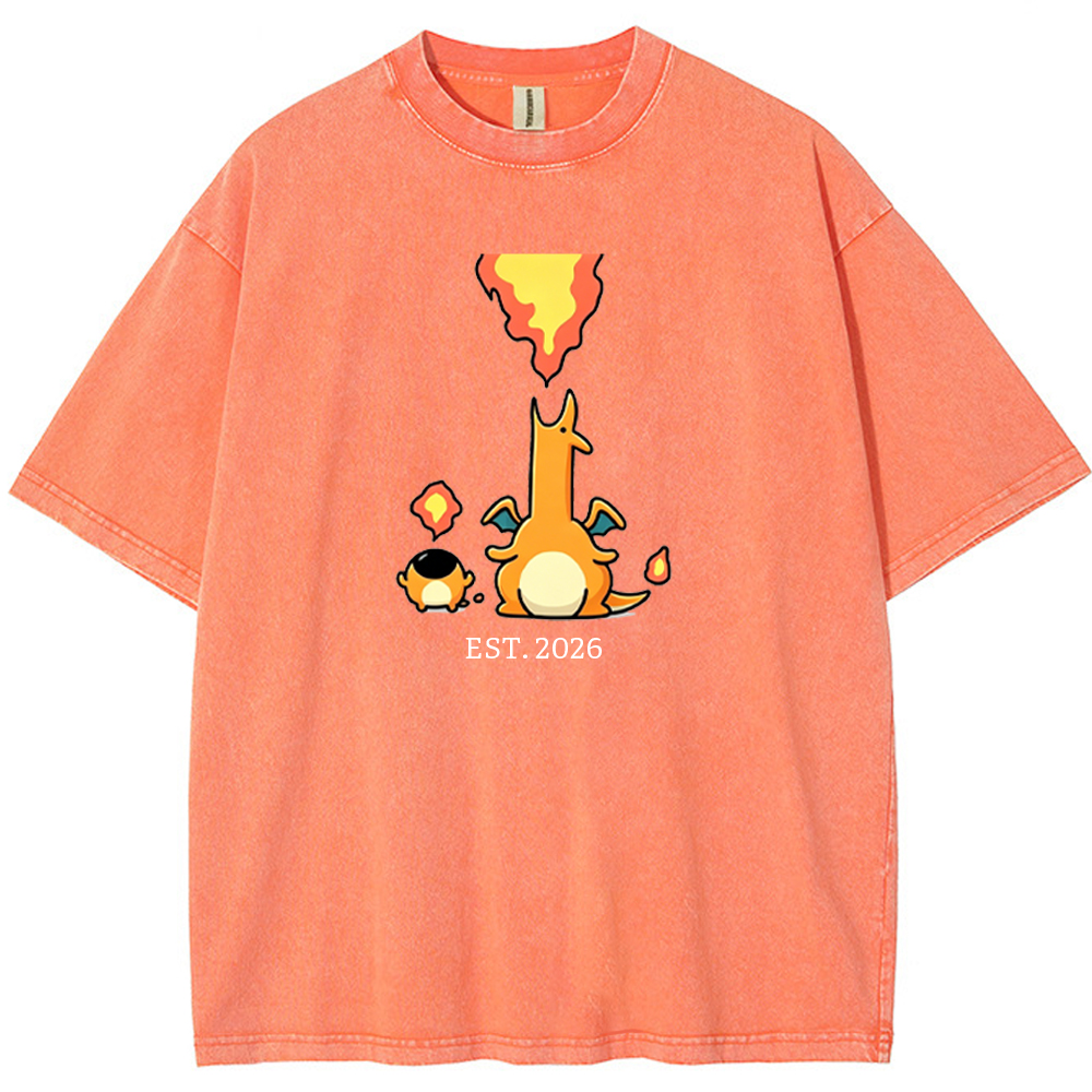 Cute Parent & Kid Charizard Vintage Washed T-Shirt