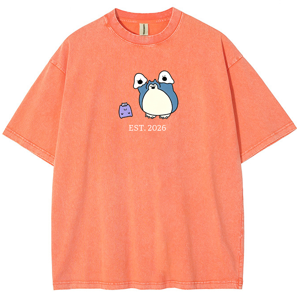 Cute Parent & Kid Snorlax Vintage Washed T-Shirt