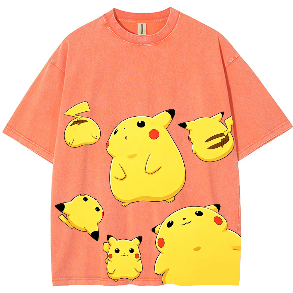 Multiple Pose Casual Pikachu Cartoon Tee | Pokemon Anime