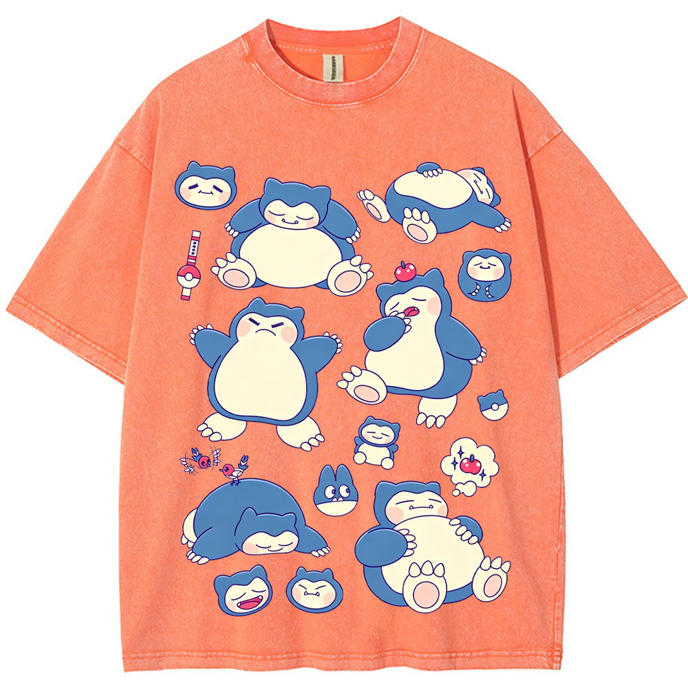 Snorlax Multi Pose Cute Cartoon Tee | Pokemon Anime