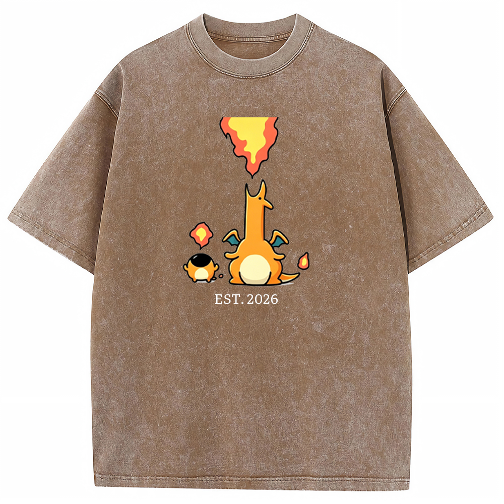 Cute Parent & Kid Charizard Vintage Washed T-Shirt