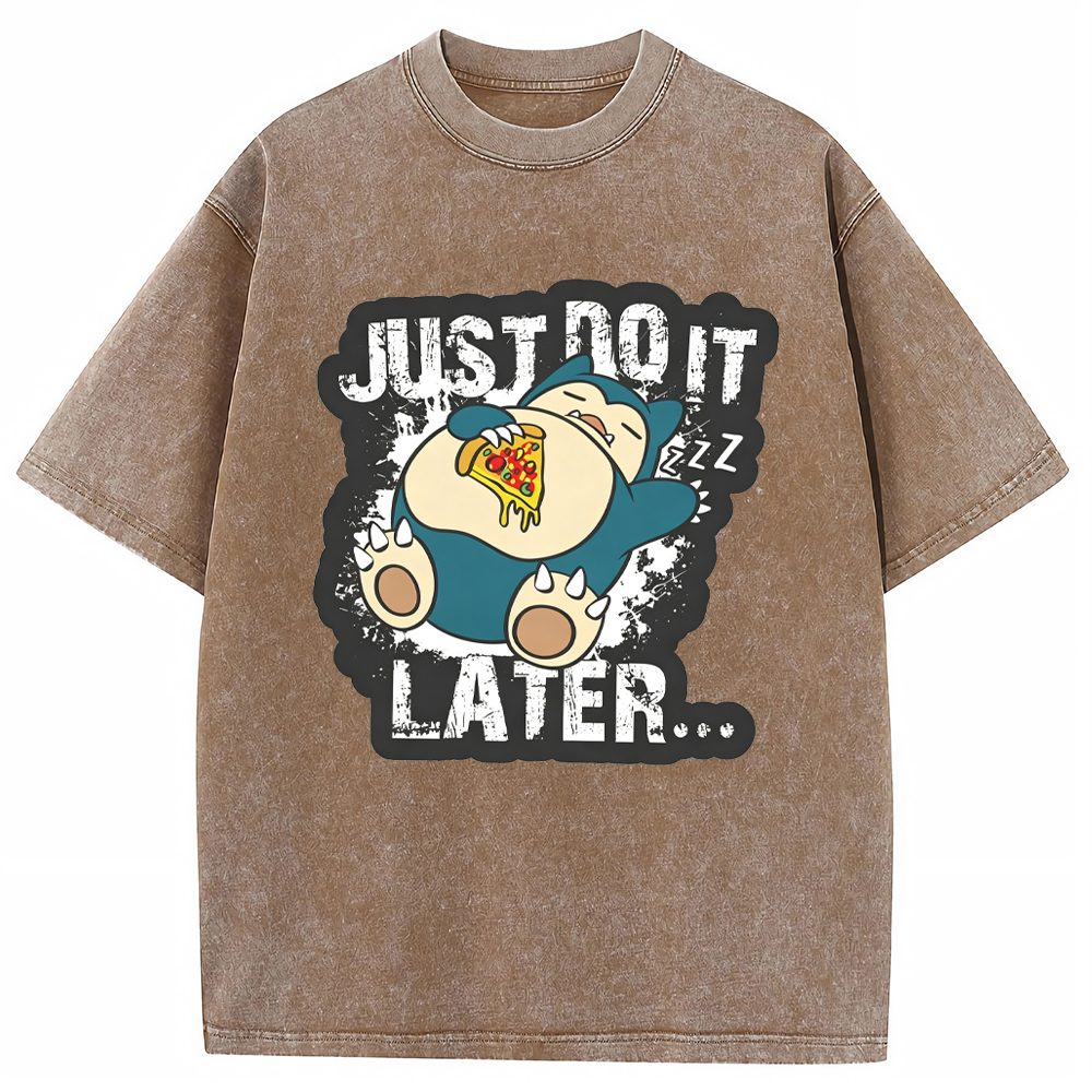 Chill Foodie Daily Snorlax Cartoon Tee | Pokemon Anime