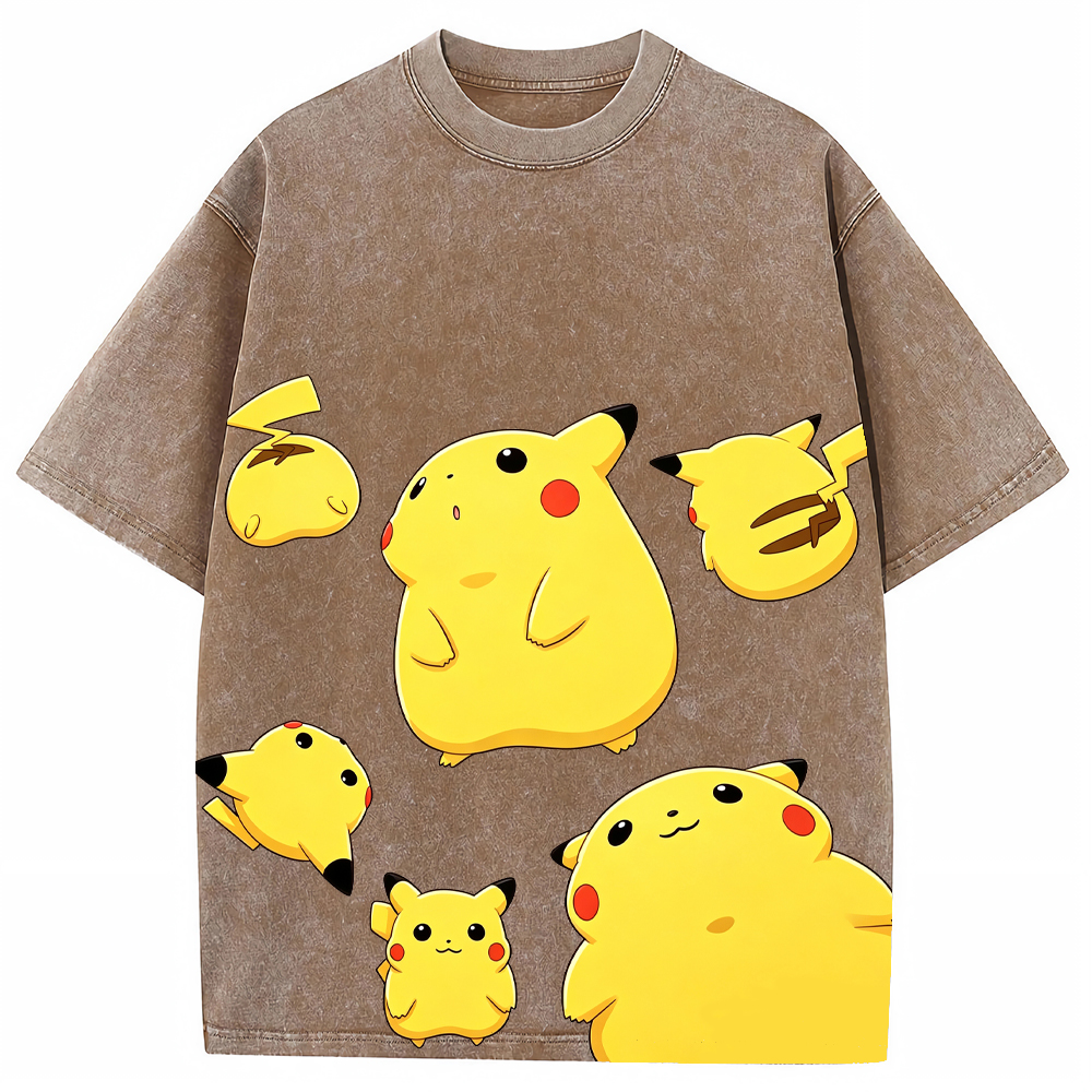 Multiple Pose Casual Pikachu Cartoon Tee | Pokemon Anime