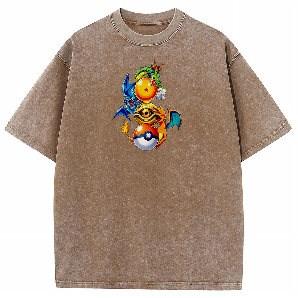 Mixed‑Franchise Dragon Fusion Cartoon Tee | Pokemon Anime