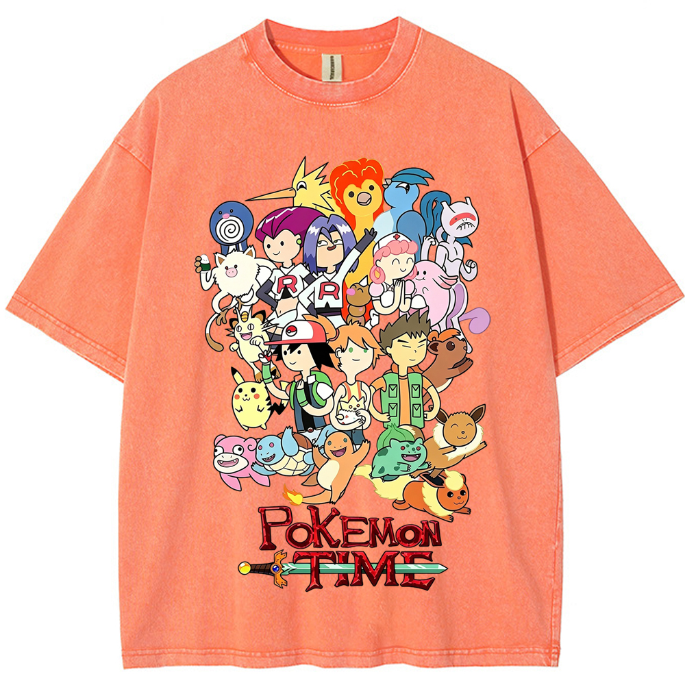 Pokemon Time Anime Main Cast Large Character Group Collage Cartoon Tee